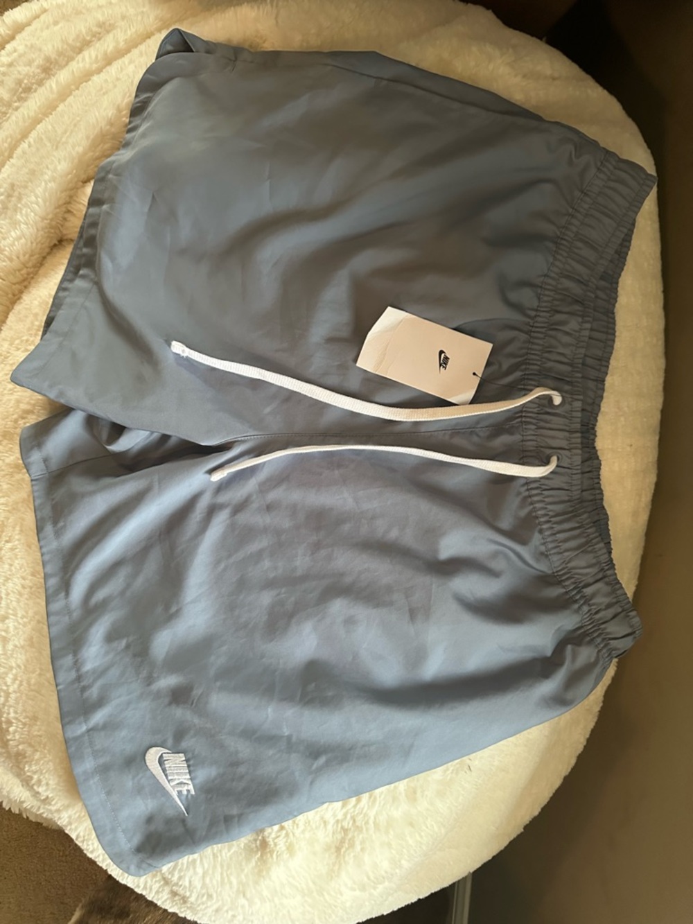 NWT Nike Men's Slate Blue Athletic Standard Shorts w/White Drawstring size Large